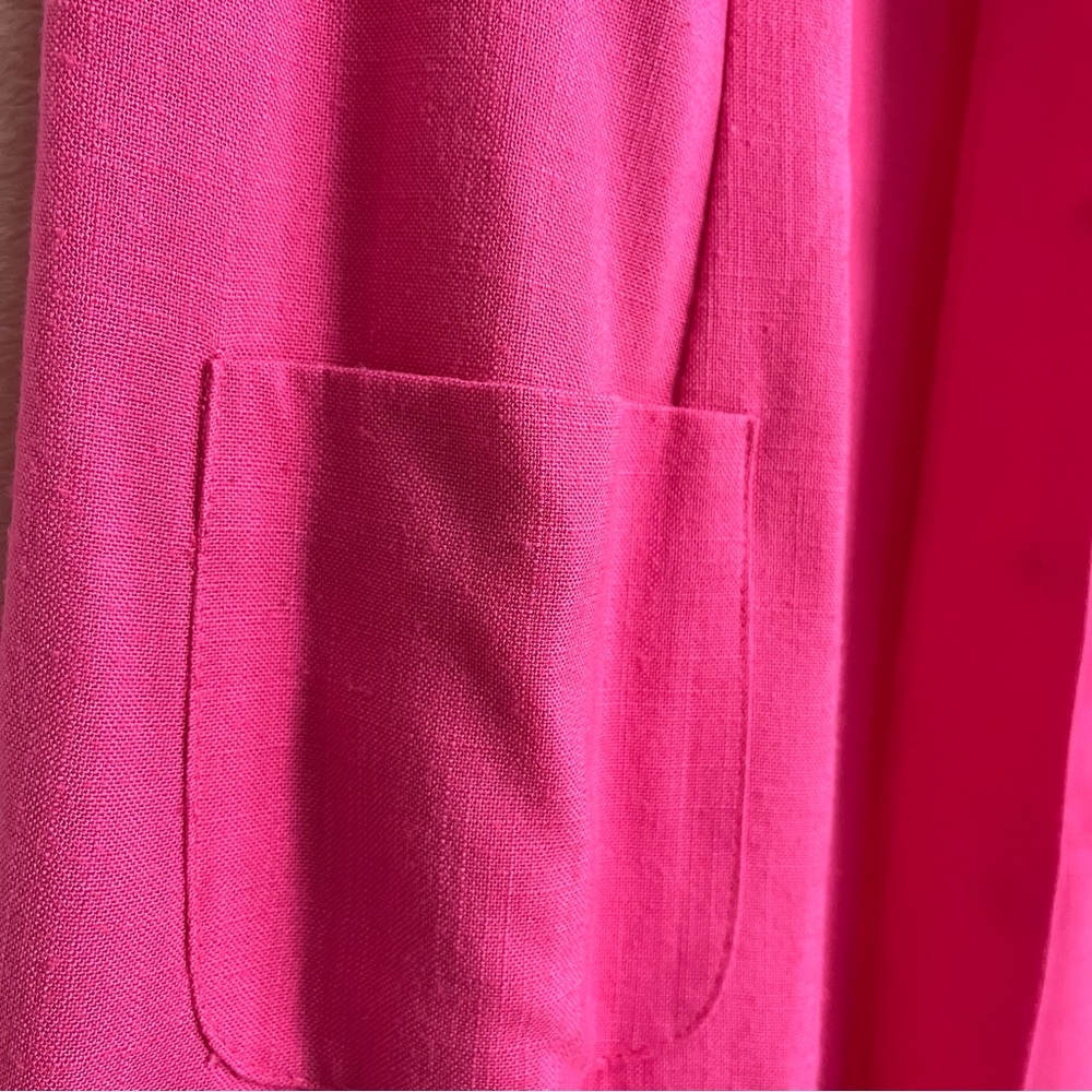 Vintage Habits Lagenlook Sleeveless Button-Front Pink Fuchsia Shirt Dress S-8P - Picture 7 of 7